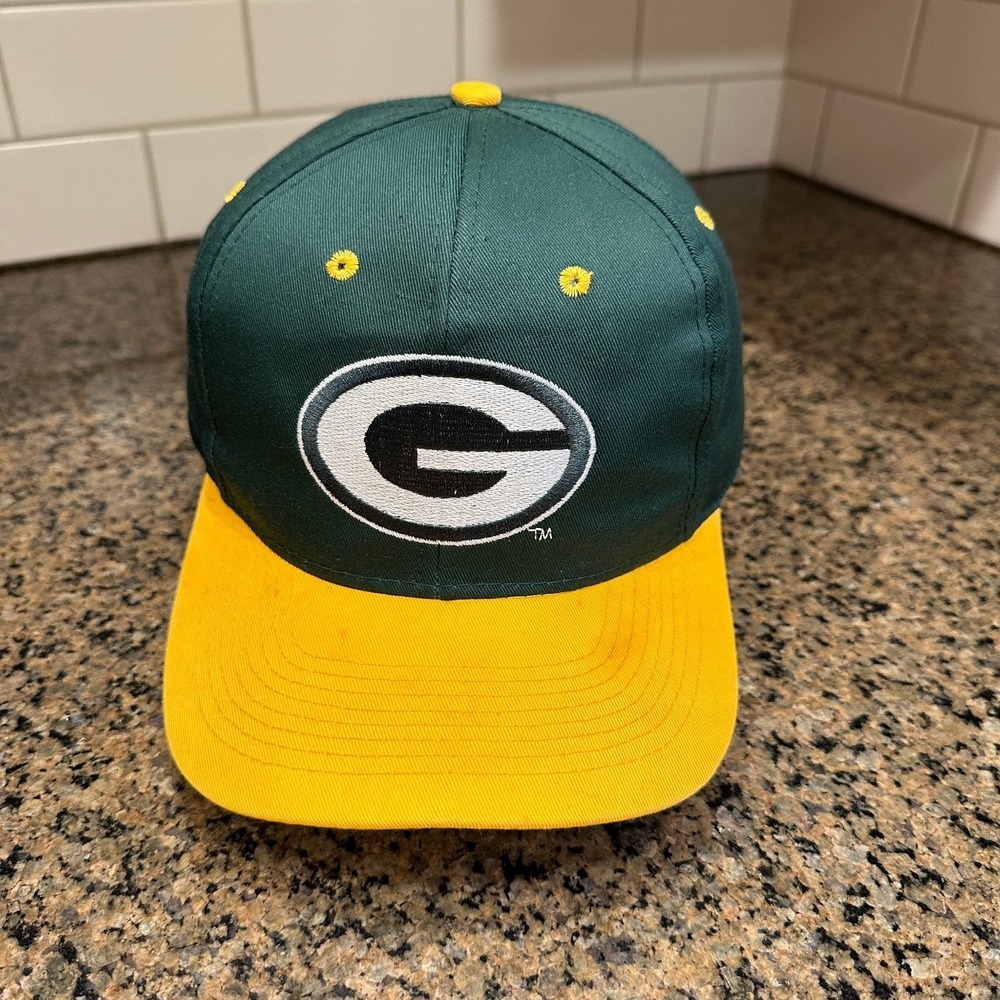 Vtg Green Bay Packers Logo 7 Snapback Hat NFL Green